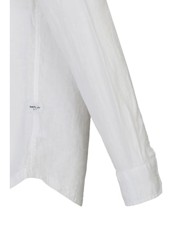 Replay Leinenhemd Garment Dyed Linen in weiß