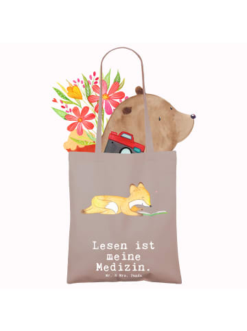 Mr. & Mrs. Panda Tragetasche Fuchs Lesen mit Spruch in Braun Pastell