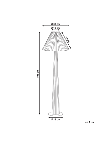 Beliani Stehleuchte ALIGIDE in Naturfarben/Weiß - (W) 33 x (H) 105 x (L) 33 cm