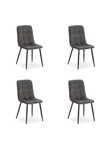 Homestyle4u Esszimmerstuhl 4er Set in Anthrazit Samt