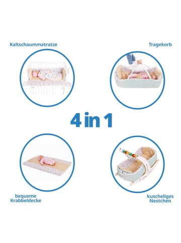 QuarttoLino 4 in 1 Babynest für Hochstuhl in blau,weiss