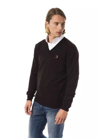 Uominitaliani Blau Braun Merino Wolle Herren Pullover