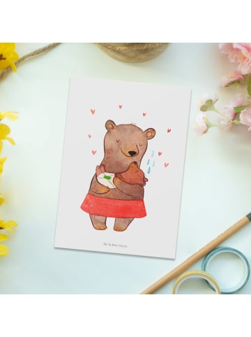 Mr. & Mrs. Panda Postkarte Bären Taufe ohne Spruch in Weiß