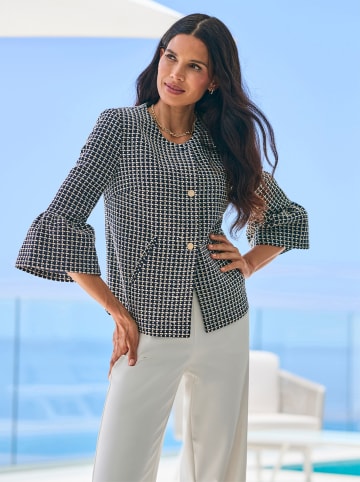 Heine Bouclé-Blazer in marine-ecru-gemustert