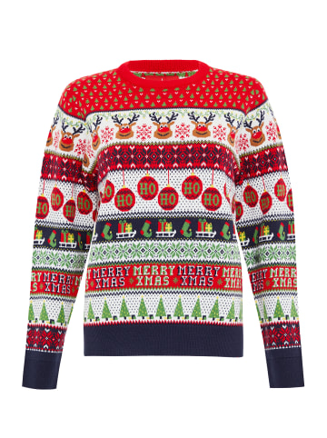 Threadbare Weihnachtspullover Ladies THB Reindeer Christmas Jumper in rot