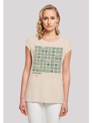 F4NT4STIC T-Shirt Muster Grün Symbole in Whitesand