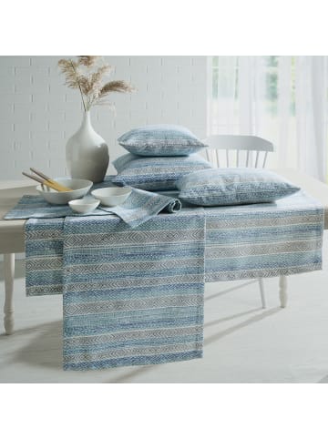 Erwin Müller Jacquard, Baumwollmischung, Gewebt Mitteldecke in blau-grau