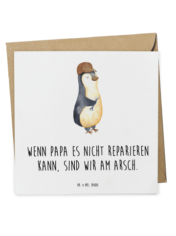 Mr. & Mrs. Panda Einladungskarte Wenn Papa es nicht reparieren k... in Weiß