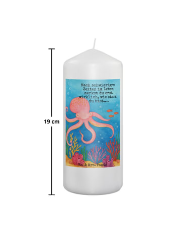 Mr. & Mrs. Panda Stumpenkerze Tintenfisch Design mit Spruch in Weiß