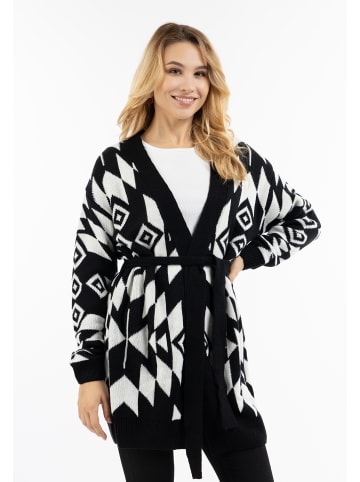 IZIA Damen Offener Strick Cardigan in Schwarz Weiss
