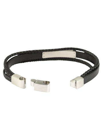 Adeliás Herren Armband – Lederarmband aus Leder 21 cm in schwarz