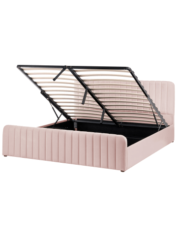 Beliani Doppelbett LUNAN in Rosa/Schwarz - (W) 187 x (H) 100 x (L) 216 cm