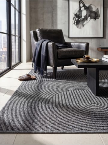 KADIMA DESIGN Flachwebteppich Geometrisch flachgewebt pflegeleicht Wohnzimmer in Anthrazit