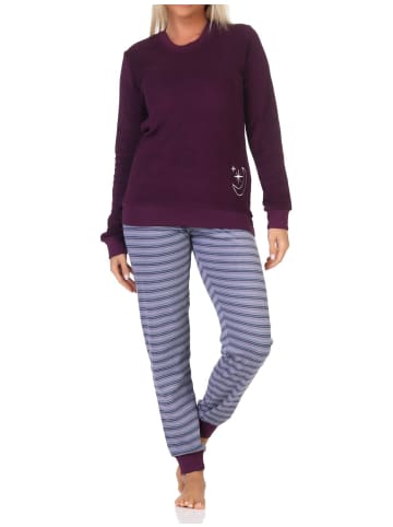 NORMANN Frottee langarm Schlafanzug Bündchen Pyjama - 82631 in beere