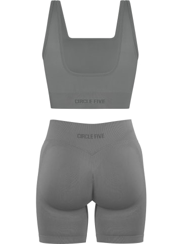 Circle Five Scrunch Shape Set (Push-Up Shorts und Medium Support Sport-BH) in Anthrazit