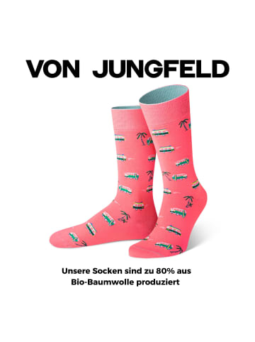 von Jungfeld Gemusterte Socken Ibiza Palmen Icon in Pink