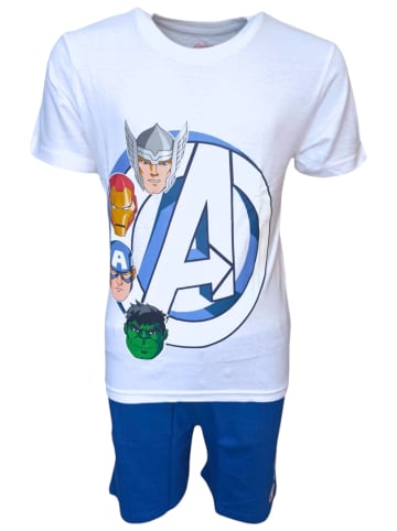 Avengers Schlafanzug kurz Avengers  in Weiß-Dunkelblau