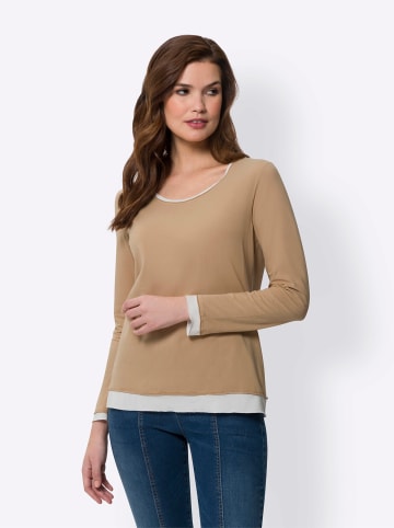 Heine 2-in-1-Langarmshirt in camel-ecru