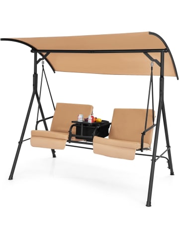 COSTWAY Gartenschaukel 2 Sitzer 181cm mit Kühltasche in Braun