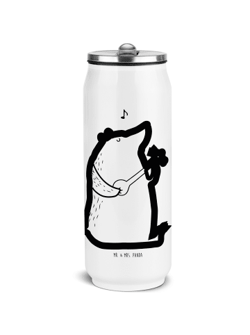 Mr. & Mrs. Panda Isolierte Trinkflasche Bär Lied ohne Spruch in Weiß