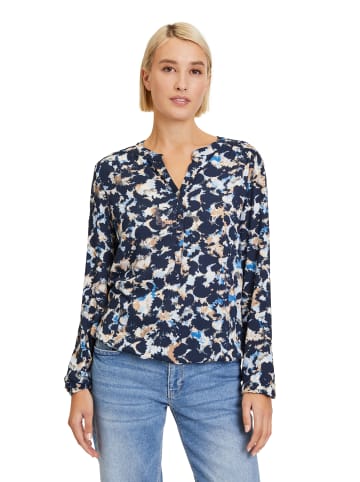 BETTY & CO Schlupfbluse mit Print in Blau/Camel