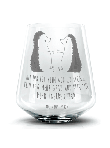 Mr. & Mrs. Panda Blümchentail Glas Igel Liebe mit Spruch in Transparent