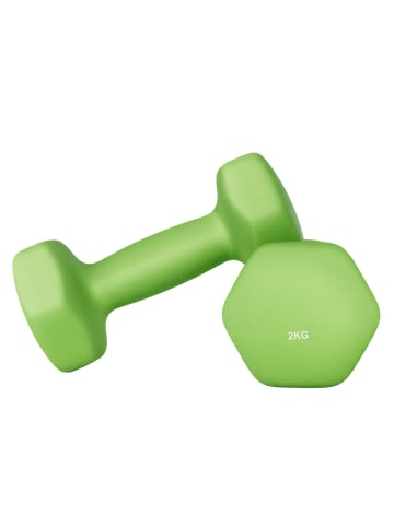 SONGMICS 2er-Set: Hanteln Stefan in Limonengrün - (B)8 x (H)7.5 x (T)16 cm