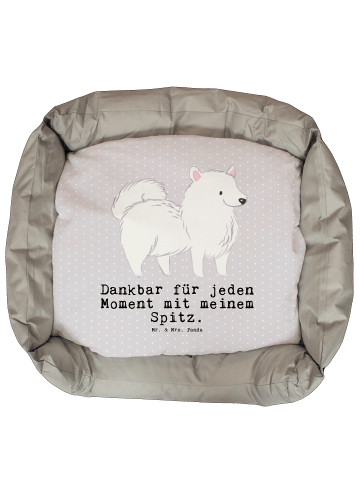 Mr. & Mrs. Panda Hundebett Spitz Moment mit Spruch in Grau Pastell