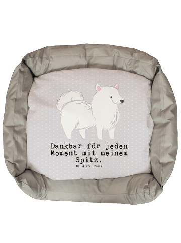 Mr. & Mrs. Panda Hundekissen Spitz Moment mit Spruch in Grau Pastell