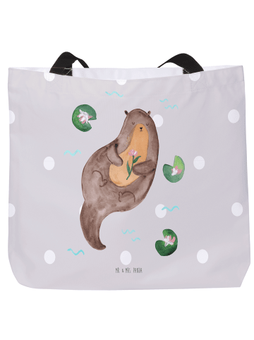 Mr. & Mrs. Panda Tote Bag Otter Seerose ohne Spruch in Grau Pastell