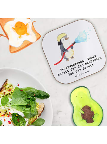 Mr. & Mrs. Panda Untersetzer Tasse Feuerwehrmann Held mit Spruch in Weiß