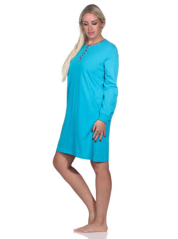 NORMANN Langarm Nachthemd Bündchen - 82007 in türkis