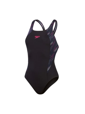 Speedo Hyperboom Badeanzug in Schwarz-Pink