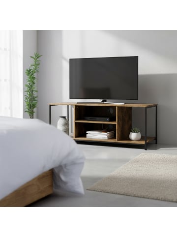 relaxdays TV-Lowboard in Braun/ Schwarz - (B)120 x (H)50 x (T)40 cm