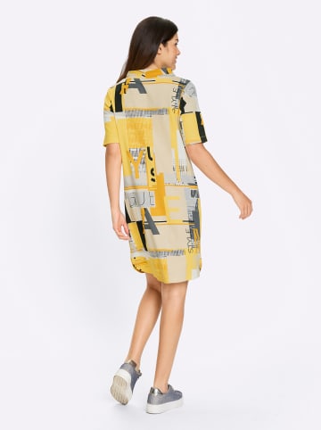 Sieh an! Sweatkleid in ocker-sand-bedruckt