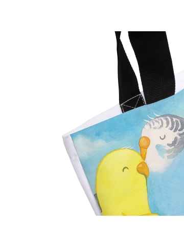Mr. & Mrs. Panda Shopping Bag Wellensittich Liebe Design mit Spruch in Weiß