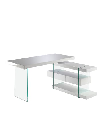 Angel Cerdá Schreibtisch 3002 in Glas / Weiß – (B)140 x (H)75 x (T)127 cm