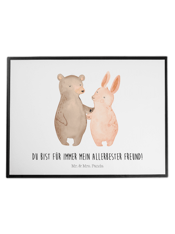 Mr. & Mrs. Panda Schreibunterlage Bär und Hase Umarmen mit Spruch in Weiß