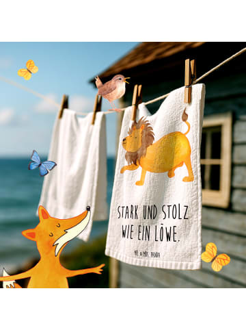 Mr. & Mrs. Panda Handtuch Sternzeichen Löwe mit Spruch in Weiß