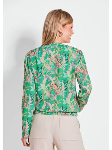 GOLDNER Floraler Damenblouson mit Reißverschluss in smaragd