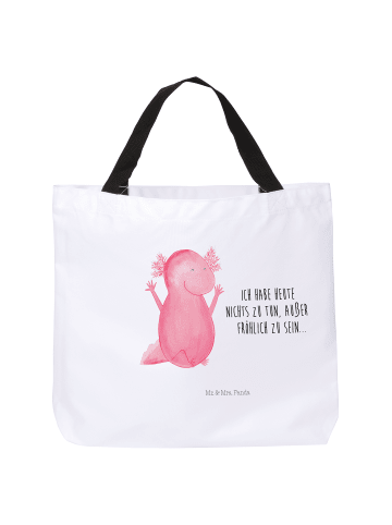 Mr. & Mrs. Panda Tasche Axolotl Hurra mit Spruch in Weiß