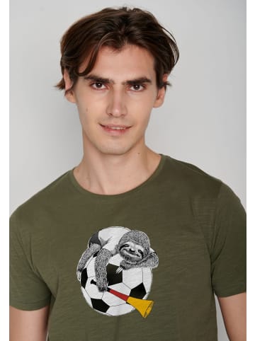 GreenBomb T-Shirt Football Sloth in Schmutziges Olivgrün