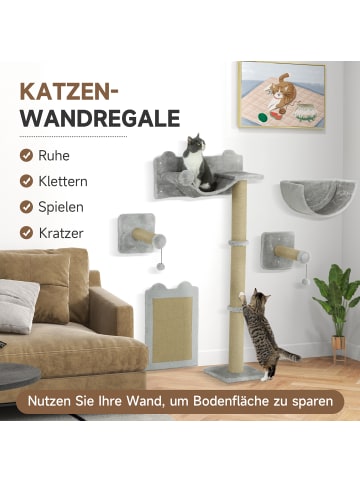 Pawhut Kletterwand Set Hellgrau Spanplatte