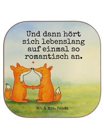 Mr. & Mrs. Panda Flaschenuntersetzer Füchse Liebe Design mit Spruch in Weiß