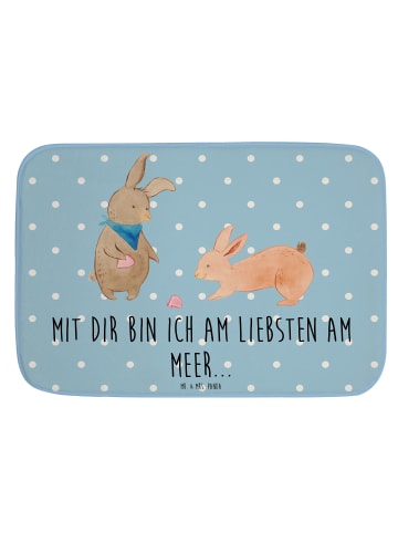 Mr. & Mrs. Panda Teppich Fürs Bad Hasen Muschel mit Spruch in Blau Pastell