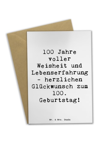 Mr. & Mrs. Panda babykarte Spruch 100. Geburtstag mit Spruch in Weiß