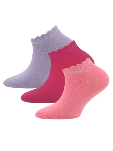 ewers 3er-Set Sneaker Socken 3er-Set Mäusezähnchenrand in pink/rosa/lupine