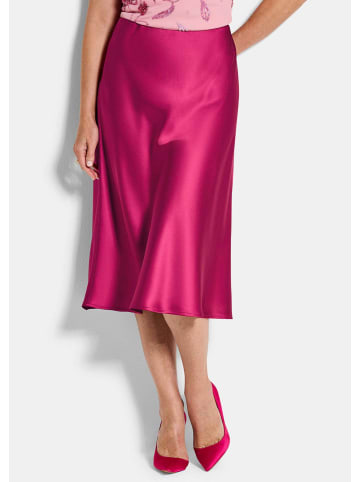 GOLDNER Kurzgröße:  Satinrock Eleganter Midirock mit Schlupfbund in bordeaux