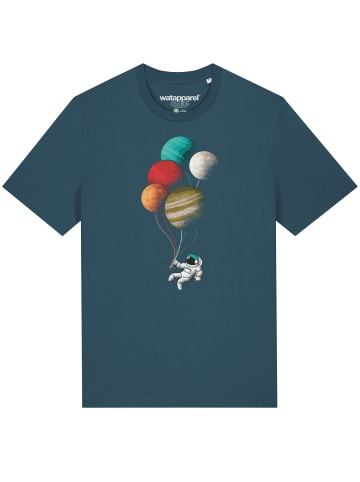 wat? Apparel T-Shirt Balloon Spaceman in Petrol