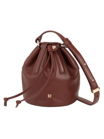 DuDu Beuteltasche Leder 14 cm in coffee brown